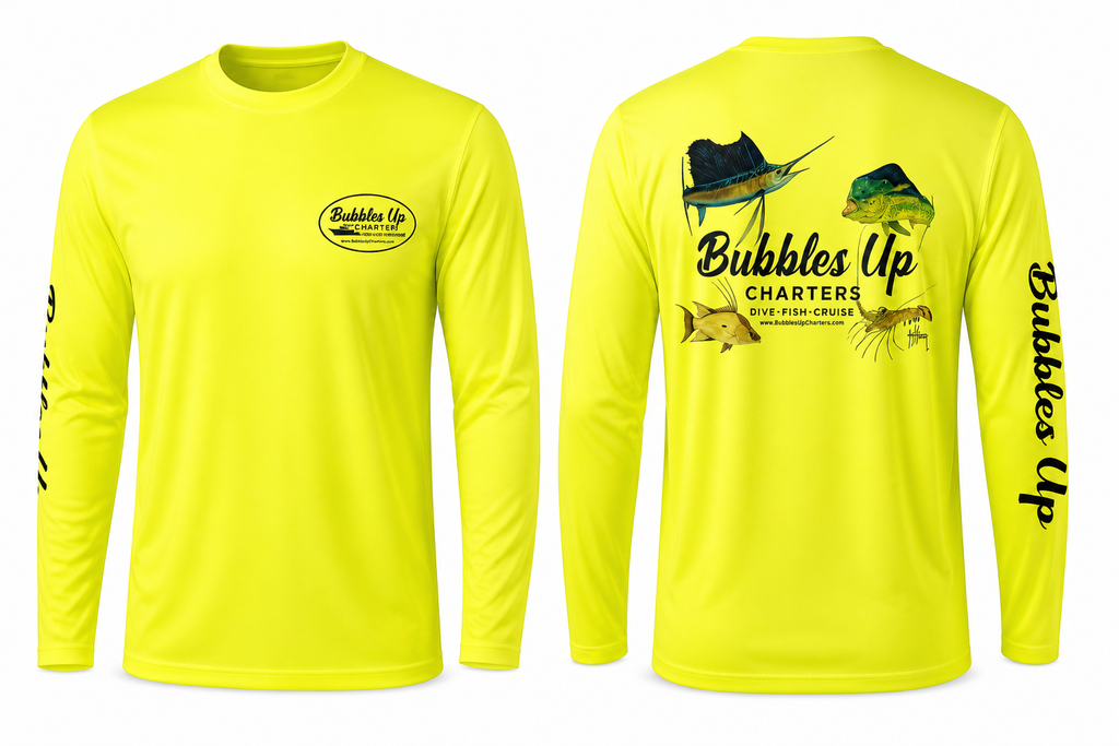 Yellow Bubbles Up & Guy Harvey Long Sleeve Performance Shirts