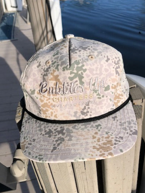 Beige Camo Brim Rope Bubbles Up Hat