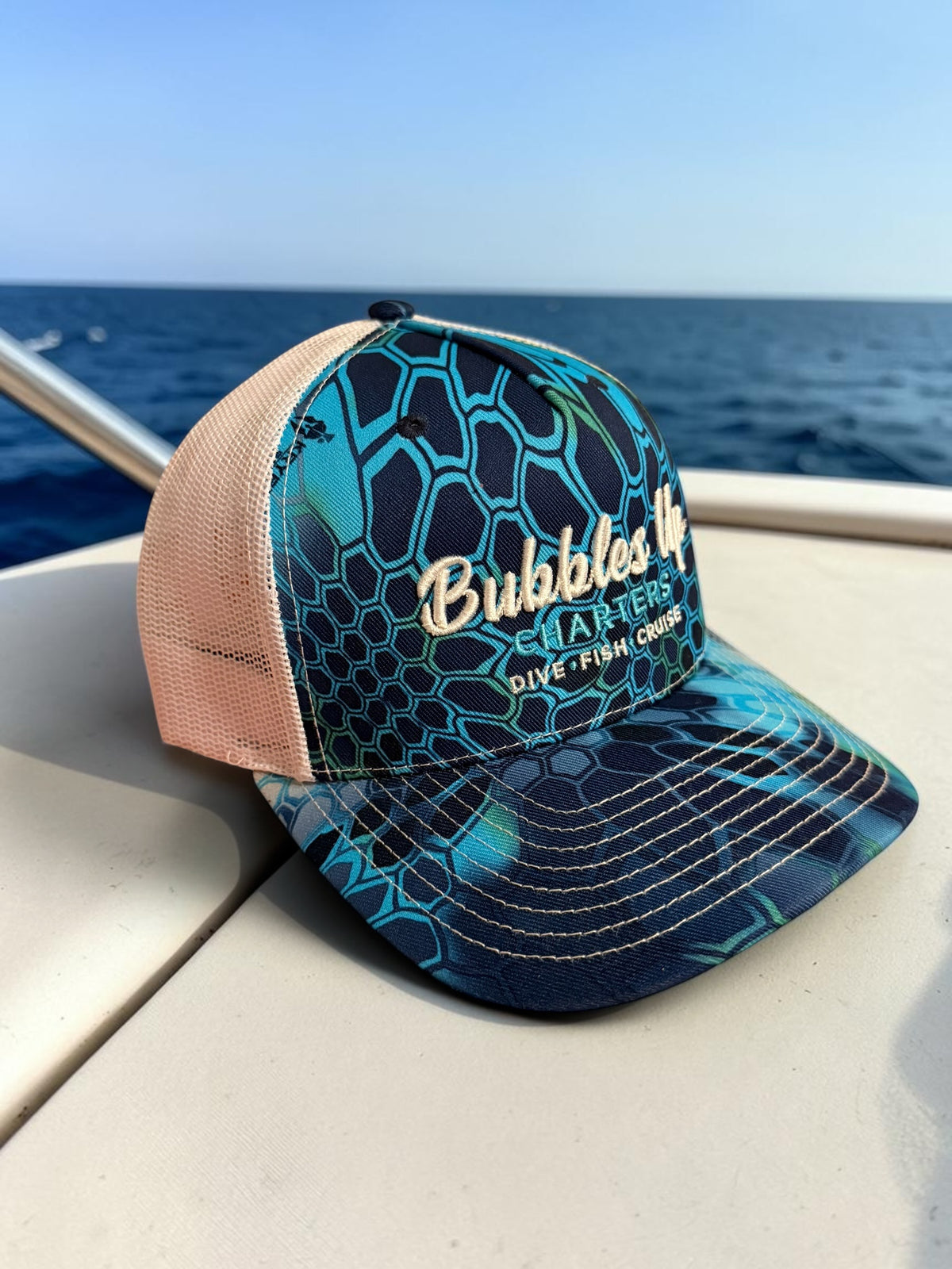 Blue & White Bubbles Up Trucker Hat