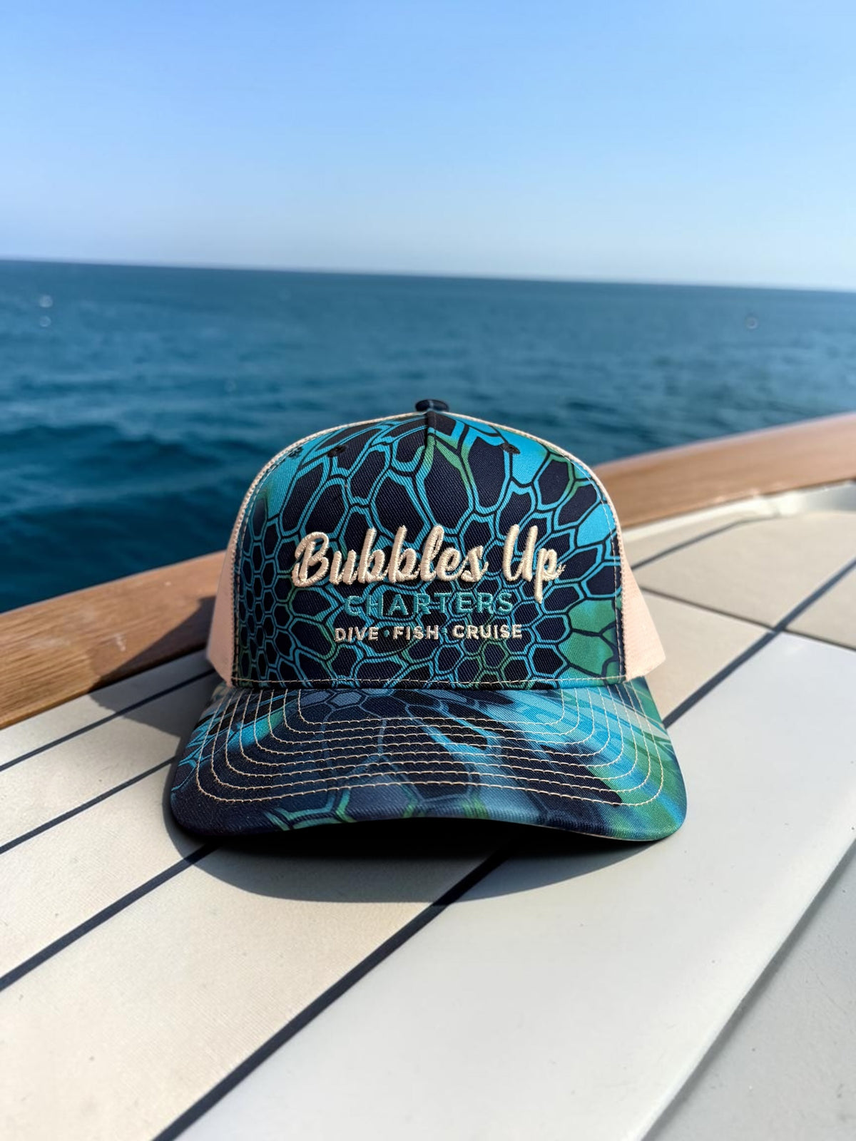 Blue & White Bubbles Up Trucker Hat